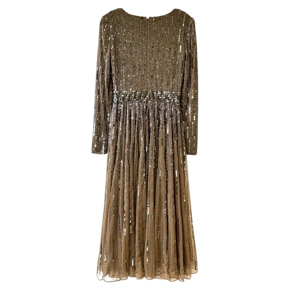 MAC DUGGAL 5528 Long Sleeve Tea Length Midi Dress Sz 2 Dark Taupe NWT $398 ✨ - Picture 7 of 14